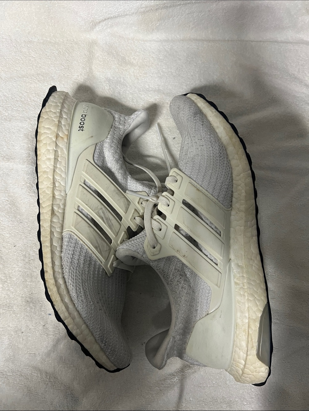 adidas White and Black Ultraboost Running Shoes